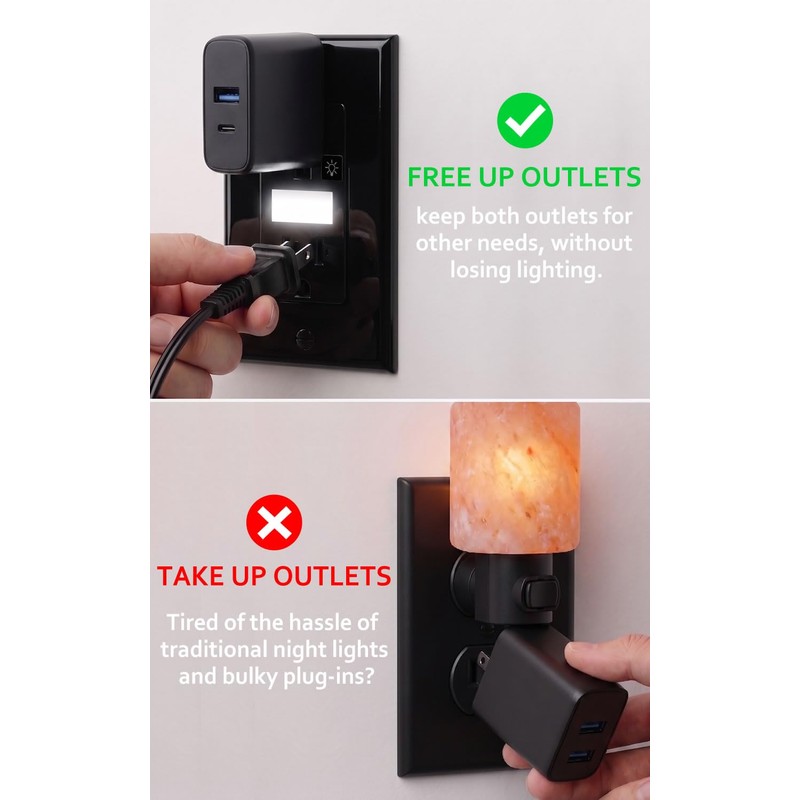SOZULAMP 4-Pack Night Light Wall Outlet, Touch & Dusk-to-Dawn Sensors