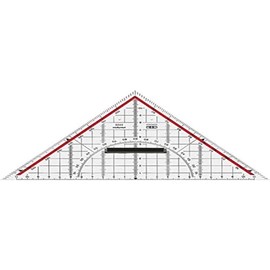 M+R 723250100 Set Square 25 cm Plexiglass Clear Backing – Red