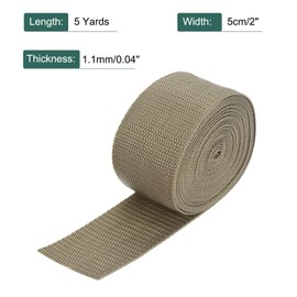 MECCANIXITY Lightweight Polypropylene Webbing Strap 2" 5 Yard Backpack Strapping Band Dark Khaki for Outdoor Luggage Cargo Straps