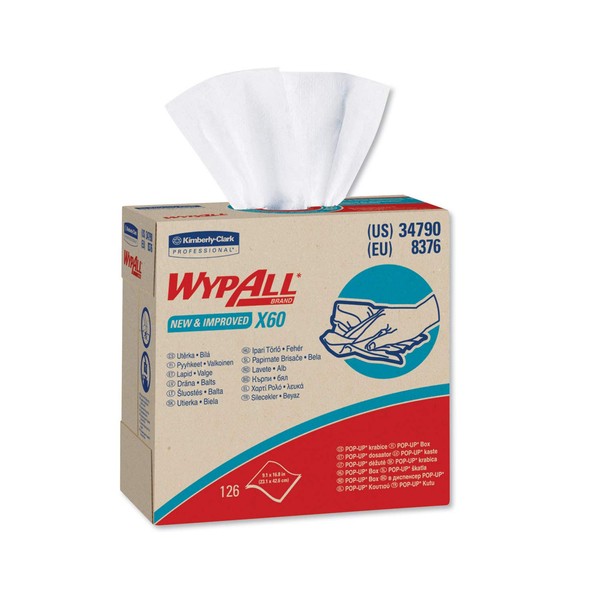 WypAll 34790CT X60 Wipers, POP-UP Box, White 126/Box