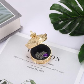 Hipiwe Antique Jewelry Box Crown Design Trinket Chest Gold Keepsake Organizer for Earrings Necklaces Rings Holder Case Gift Box for Woman, Medium