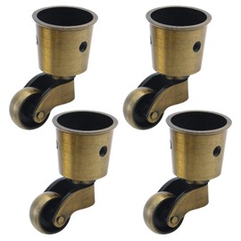 Semetall 4pcs Metal Swivel Round Cup Caster 2.52-Inch Height Swivel Wheel Caster for Furniture Chair Table,Bronze