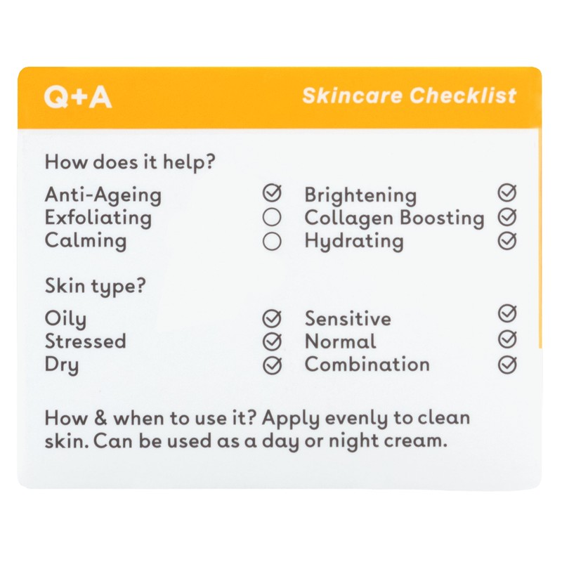 Q+A Vitamin C Radiance Cream - Hydrating, Anti-Ageing Face Cream