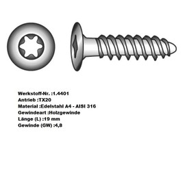 Cover Screw Torx Drive Flat -SEK VPE 15 ARBO-INOX