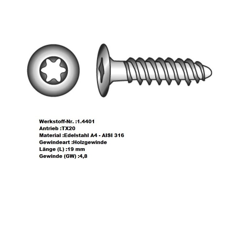 Cover Screw Torx Drive Flat -SEK VPE 15 ARBO-INOX