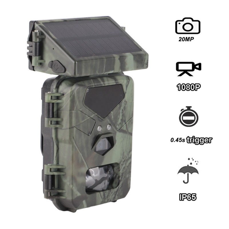 Solar Trail Camera 1080P 30fps 20MP Game Camera 60 Degree
