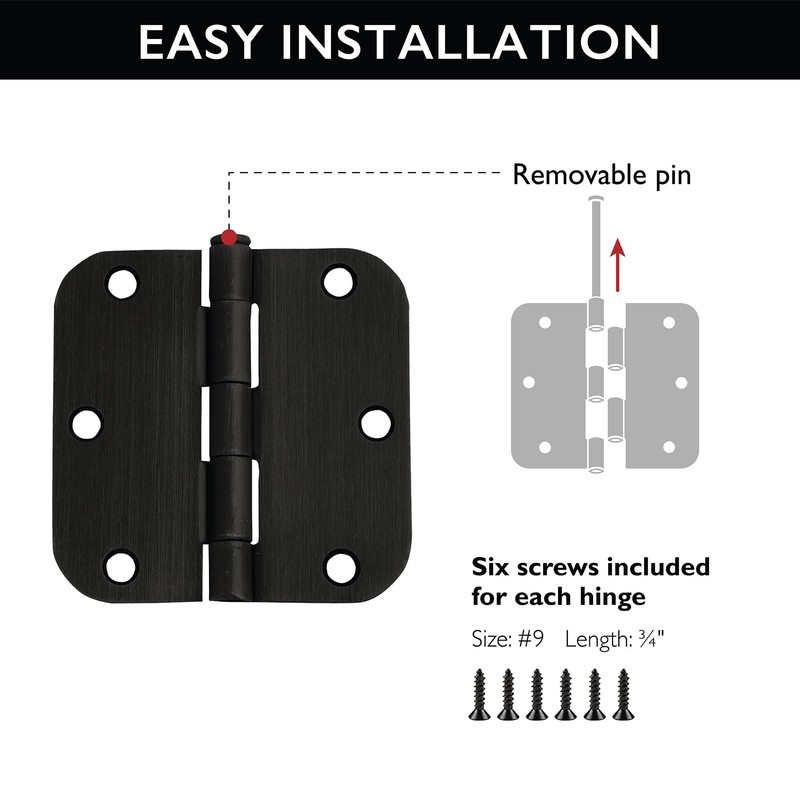 Design House Door Hinges for Interior Doors 6-Pack 3.5-inch x