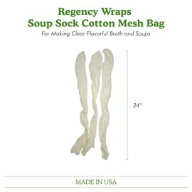 Regency Wraps Soup Socks, 24-inch 3 Pack, Natural Cotton Mesh Bags; for Clear Broths, Delicious Soups with No Straining; Fits Whole Chicken, Stew Meat, or Veggies