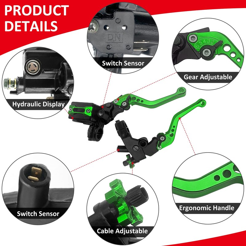 JAVIK Updated Universal Bike Brake Master Cylinder Clutch Lever Set