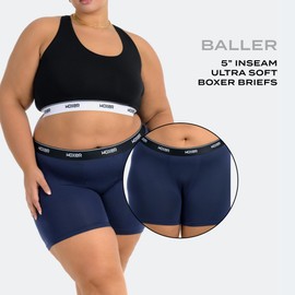Woxer - Calzoncillos tipo calzones para mujer, de cintura alta de 5 pulgadas, pantalones cortos de ejercicio, suaves, sin rozaduras, sin entrepierna enrollada, Navy 2.0, Small