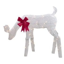 37" Pre-lit Feeding Doe Christmas Decoration - White Lights