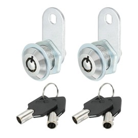 PATIKIL Cabinet Cam Lock with Key 2pcs 5/8"(16mm) Keyed Same Cam Lock Cylinder Zinc Alloy Chrome Drawer Lock Tube Racham Removable Key Door Drawer Cabinet