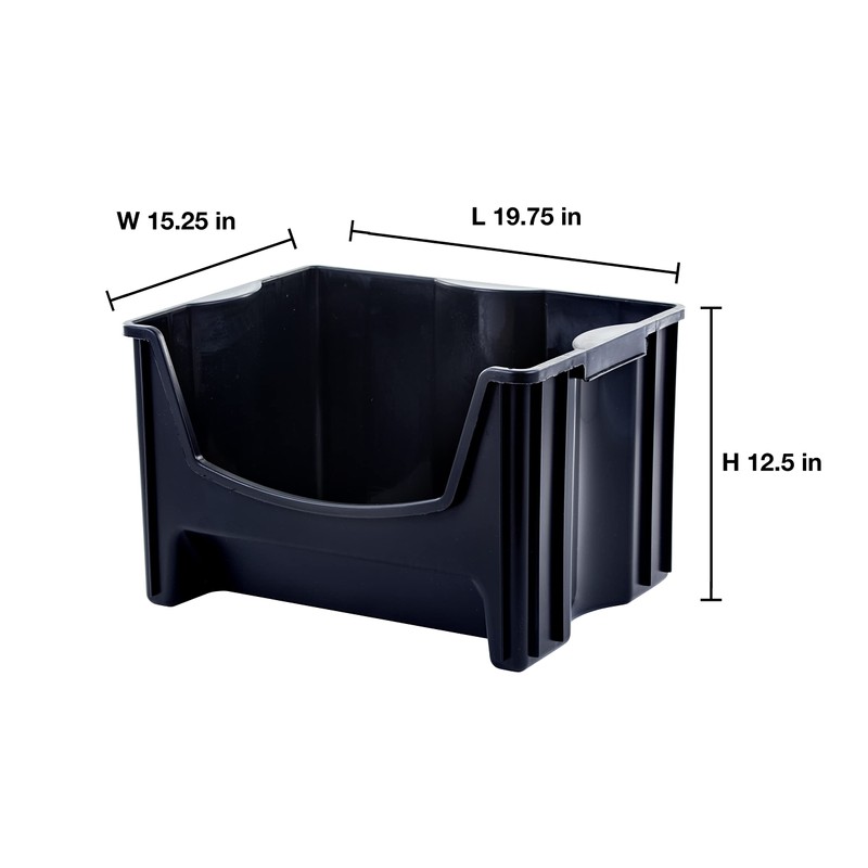 Mighty Tuff Jumbo Stackable Storage Bins, Pack of 3, Easy-Access