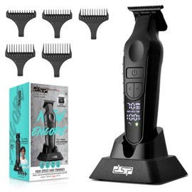 DSP Hair Trimmer for Men, Beard Trimmer, Cordless USB Rechargeable Barber Trimmer DLC, Speeds Adjustable, Travel Lock, Low Noise with Charging Base