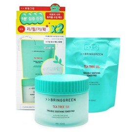 Bring Green Tea Tree Cica Soothing Toner Pads (90 sheets) + Refill (90 sheets) / 브링그린 티트리시카 수딩 토너패드 본품90매+리필90매