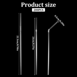 200 Pcs Clear Flexible Plastic Straws, Disposable Bendy Straws, Straw Drinking Plastic 8.26" Long and 0.23'' Diameter, BPA-Free