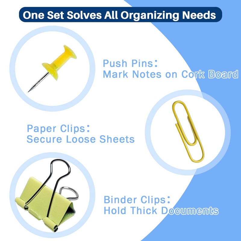 GUTE Office Clips Set 250Pcs Assorted Paper Binder Clips Push