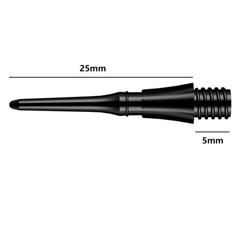 200 x Black Plastic Dart Tips 2BA Thread 25mm Length