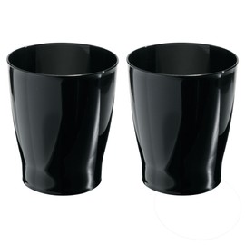 iDesign Small Round Plastic Trash Ideal for Bathroom or Office-Set of 2-Black Waste Can