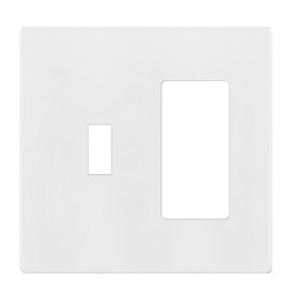 ENERLITES Combination Toggle Light Switch/Decorator Light Switch Plate, Double Switch Wall Plate, Standard Size 2-Gang 4.68" x 4.73", Polycarbonate Thermoplastic, Gloss Finish, SI881131-W, White