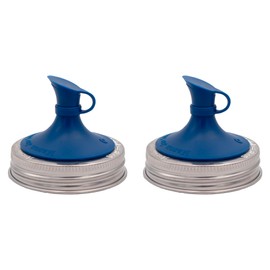 Deep Blue Oil Cruet Pour Spout Silicone Insert for Mason Jars (2 Pack, Regular Mouth)