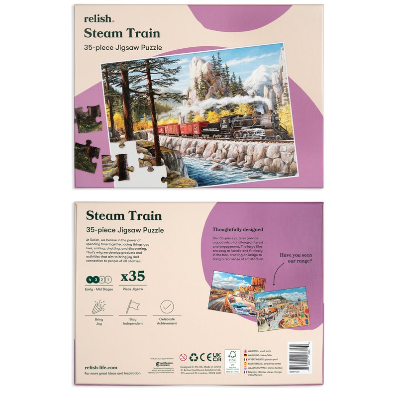 Relish Large Piece Puzzles for Seniors, 35 Piece Steam Train