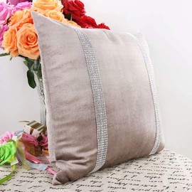 Fullony Sequined Rhinestone Decorative Throw Pillow Covers for Car, Sofa, Couch, Family Dinner, Hotel, Bedroom, Party, Christmas, Thanksgiving.（Champagne, 18x18 inches, Set of 1）