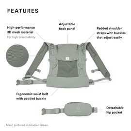Stokke Limas Mesh, Anthracite - Breathable Baby Carrier with High-Performance Fabrics - Safe for Babies from 1 Month/8.8-33 lbs - Includes Detachable Pouch for Essentials