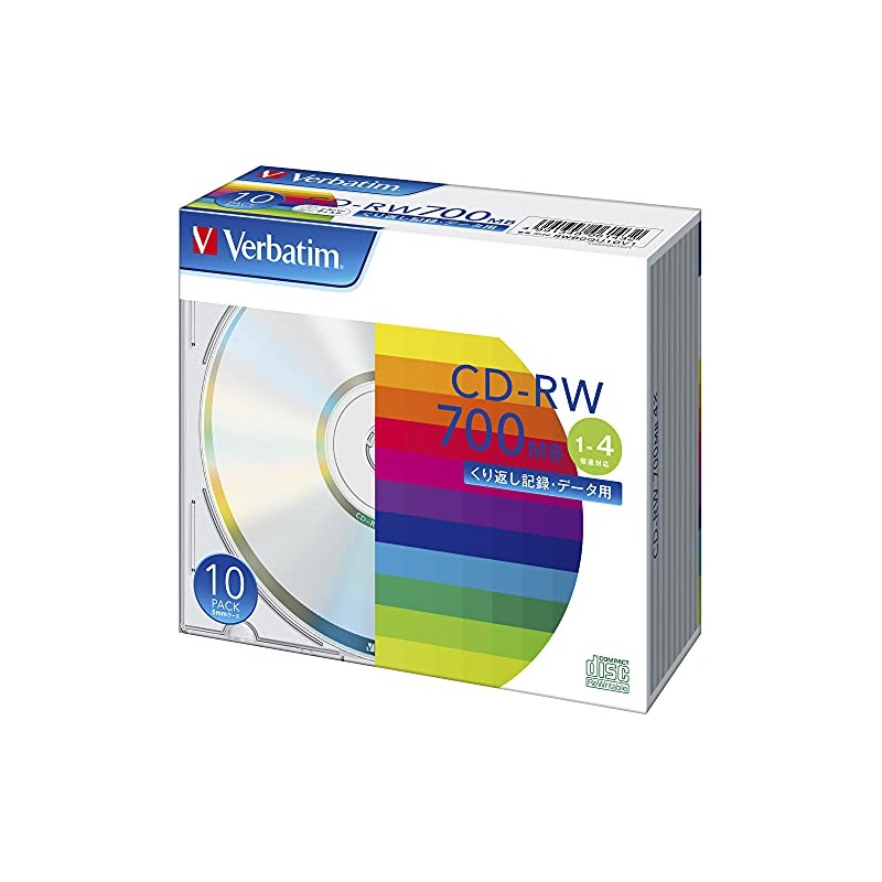 Verbatim SW80QU10V1 CD-RW 700MB 10 Disc Silver Disc 1-4x Recording