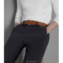 Chaoren Men's Leather Belt – Men's Leather Belt 35 mm for Jeans – Softer Leather Fits Better, brown