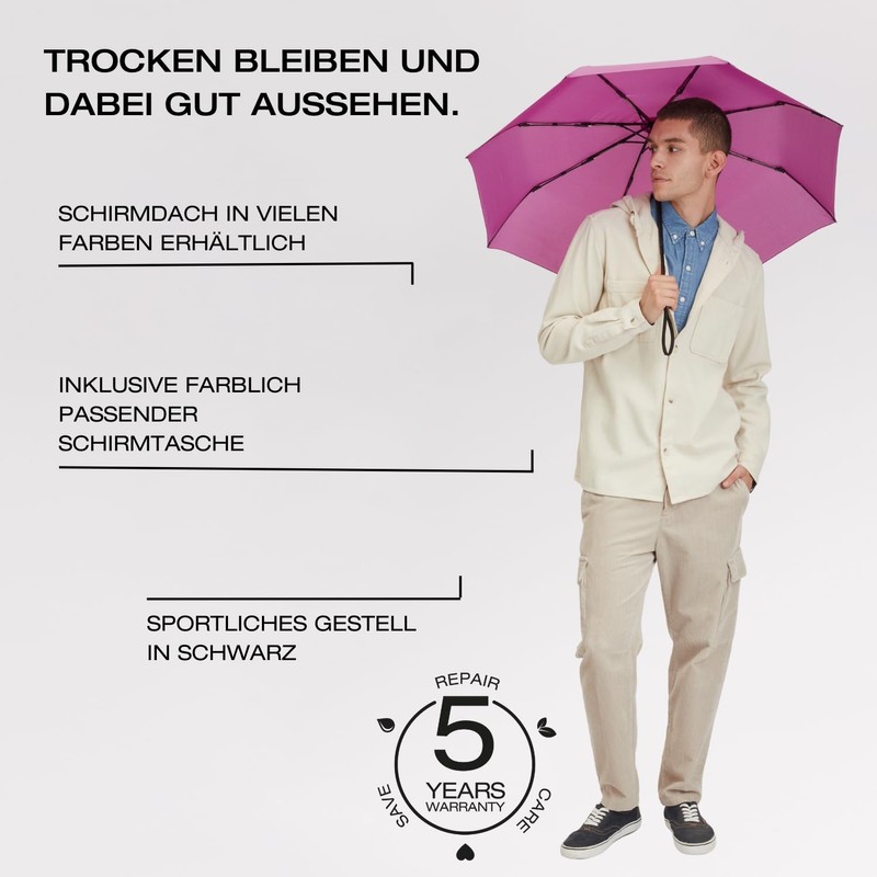 Knirps Umbrella l.200 Medium Duomatic with Umbrella Bag, Small Pocket