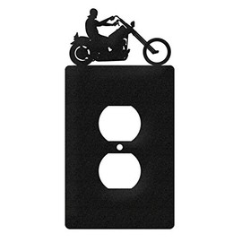 SWEN Products Motorcycle Easy Rider Wall Plate Cover (Single Outlet, Black)