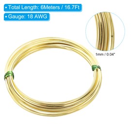 PATIKIL 19.7 Feet Brass Square Wire, 1mm Wide Bendable Brass Beading Wire 18 Gauge Flat Bezel Wire for Jewelry Making DIY Sculpting Crafts