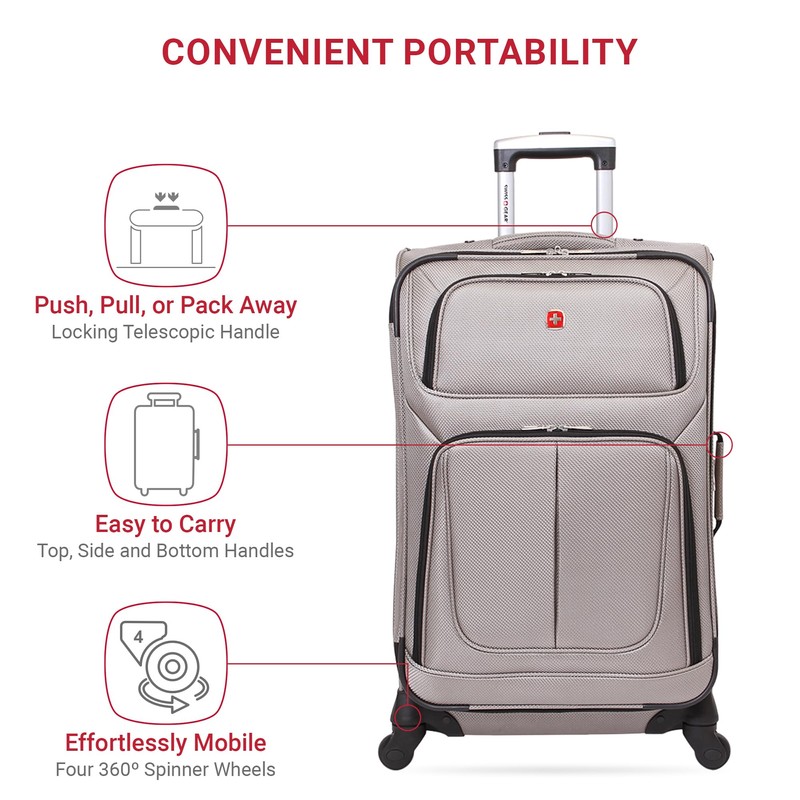 SwissGear Sion Softside Expandable Luggage – Medium Checked Suitcase with
