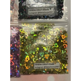 BabyEmma2007 V-Day Holo HEART Shape (Hollow Gold-Golden Love) Glitter-1tsp-4
