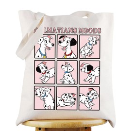 WZMPA Funny 101 Dalmatians Canvas Tote Bag Dalmatian Lover Gift Dalmatians Moods Shoulder Bag 101 Dogs Merch (Dalmatians Moods TG)