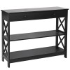 Segawe 3-Tier Console Table with Drawer and Open Storage Shelf