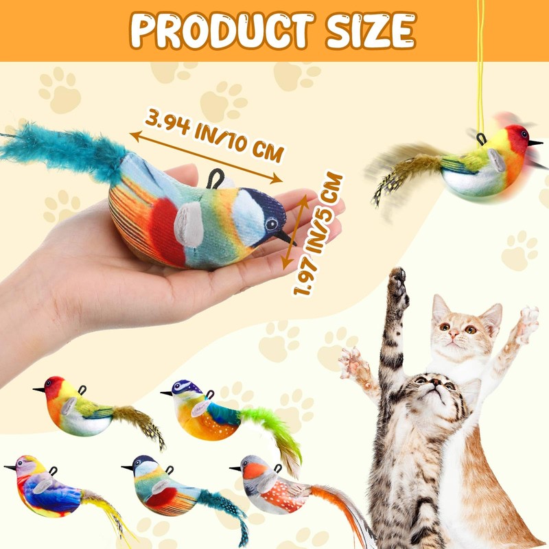 RattanView 5 Pcs Interactive Bird Simulation Toy for Cat with