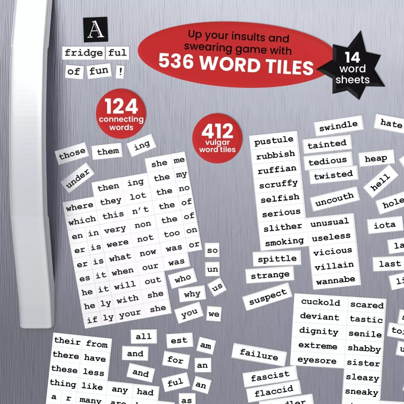 Rayliad Poetry Tiles - 536 Fightin' Words Word Magnets -
