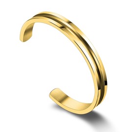 Zuo Bao Stainless Steel Hair Tie Bracelet High Polished Cuff Bangle Bracelet for Women Girls (Gold 5.5)