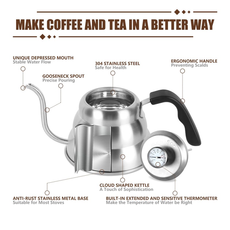 Pour Over Kettle for Manual Drip Coffee and Tea with