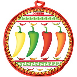 SOKKIA Tortilla Warmer Taco 12 Inch Insulated Cloth Pouch - Microwave Use Fabric Bag to Keep Food Warm and Fresh (Chilli Pepper Themed Party Taco Wrap)