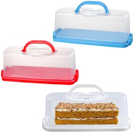 EWAFILU 3-Pack Plastic Rectangular Bread Box with Clear Lid, Portable Bread Keeper for Carrying and Storing Banana Bread,Pumpkin Bread