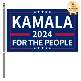 Kamala Harris 2024 Flag, 3x5 Feet -FOR THE PEOPLE President Flags for Outdoor Indoor Yard Room Wall Decor Tapestry Hanging Banner Vivid Color Clear Pattern Reinforcement Sewing Durable Polyester