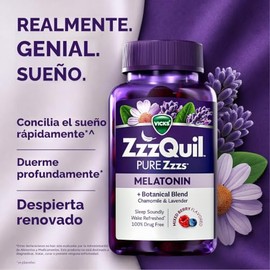 ZzzQuil, Pure Zzzs - Gomitas de melatonina, ayuda para dormir, melatonina de 2 mg, con manzanilla y lavanda, gomitas de melatonina para dormir, ayuda 
