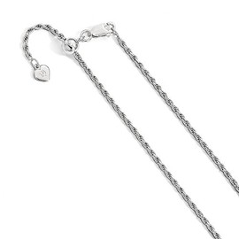 Solid Sterling Silver 2.25 mm Adjustable Rope Chain Necklace 30" - with Secure Lobster Lock Clasp