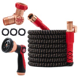 Pocket Hose Copper Head UV w/Pocket Pivot, Expandable Garden Hose 75 FT w/10 Pattern Thumb Sprayer, AS SEEN ON TV, 650psi 3/4in Ultra-Light Solid Copper Anodized Aluminum Fittings No-Kink No-Lead