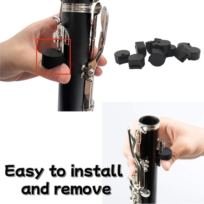 Clarinet Thumb Rest Cushion Protector, Rubber, 12-Pack, Compatible with Most