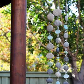 Raindrop Garland Glass and River Stone Suncatcher Rain Chain