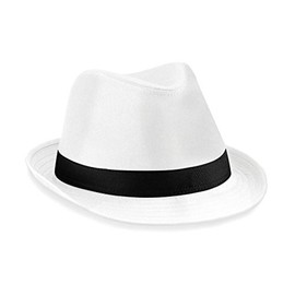 Beechfield Fedora in white/black size L/XL